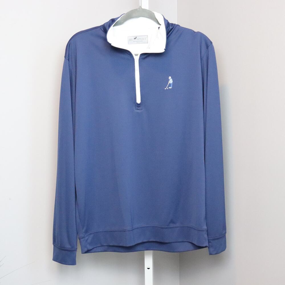 HL‎ Sport Performance Luxury 1/4 Zip Pullover Men's Medium Blue Golf Shirt